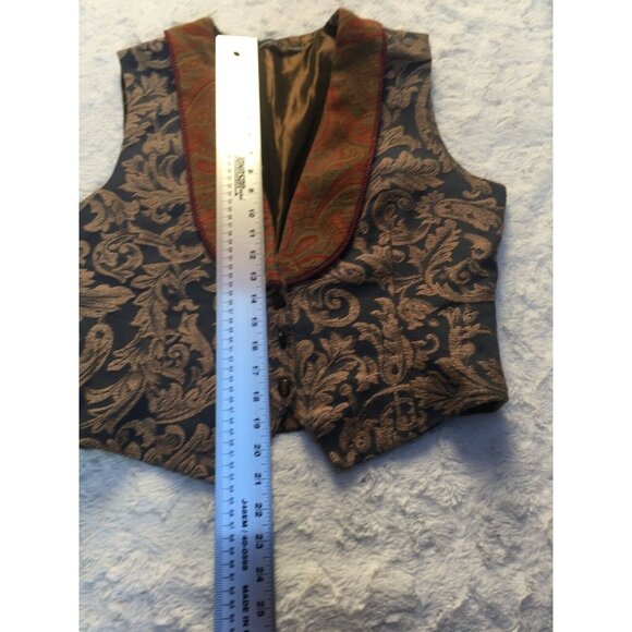 Tancredi & Morgen Womens Shawl Collar Three-Button Jacquard Paisley Cropped Vest - Picture 7 of 8